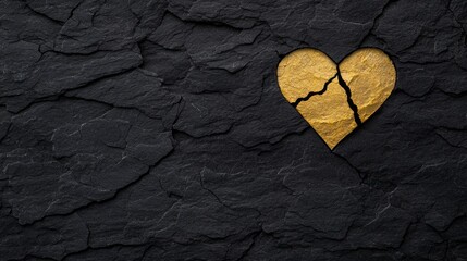 Obraz premium A broken heart on a black background
