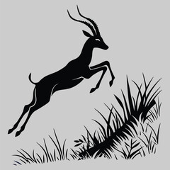 a gazelle evading a predator silhouette vector design art and illustration