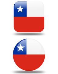 set circullar and square flag of chile 3d look