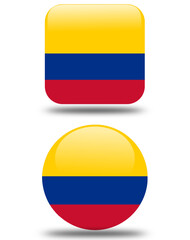 set circullar and square 3d look flag of columbia