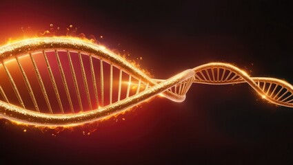 Obraz premium Golden DNA Helix Explodes in a Sparkling Burst