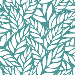 Modern seamless blue and white floral pattern with leaves. Laser cutting ornament. Vector seamless print