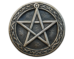 Mysterious pentacle symbol with intricate design, representing spirituality and mysticism. This sacred emblem is often associated with various beliefs and practices