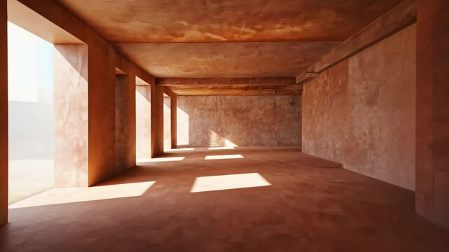Sunset orange gradient studio room, vibrant linear pattern