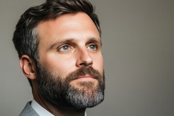 Obraz premium man with Beard looking Upward