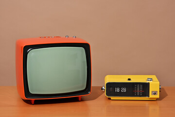 Retro old television and radio