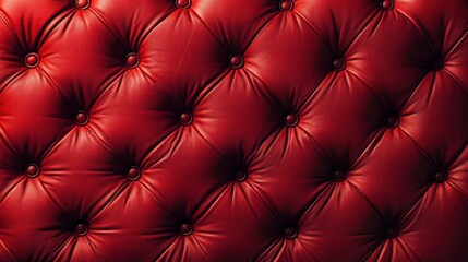 Red leather tufted upholstery texture background.