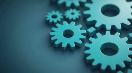 Business strategy board, interconnected gears, 3D illustration