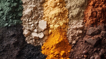 Fototapeta premium A detailed close-up of rich, mineral-rich soil with various