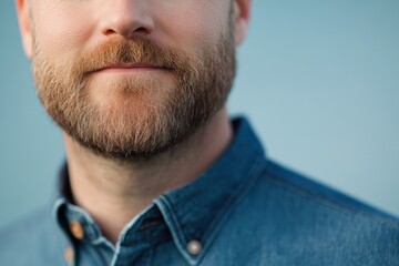 Obraz premium man with beard in denim shirt