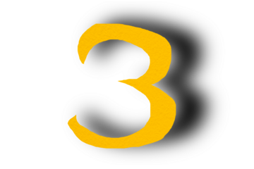 Number three from yellow paper transparent background