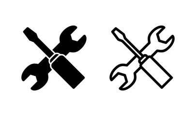 Tools icon logo design. tool sign and symbol. setting icon. Wrench and screwdriver. Service, repair