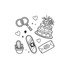Hearts. Hand-drawn design elements
