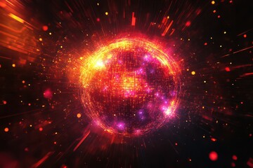 Obraz premium Abstract glowing AI core, deep learning processing massive data streams