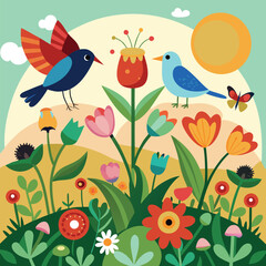 Vibrant Earth Day: Birds & Butterflies in Bloom green wings happy nature spring 