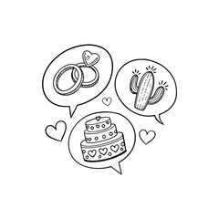 Hearts. Hand-drawn design elements