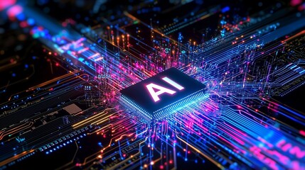 Ai chip on a circuit board, symbolizing advanced ai hardware and semiconductor technology.