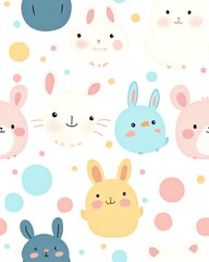 Obraz premium Cute pastel animal pattern for kids' designs