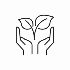Hands nurturing plant growth icon vector sign