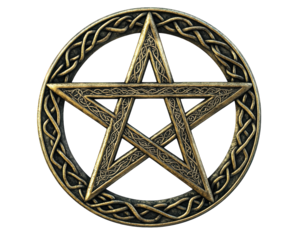 pentacle symbol with intricate knotwork design, representing mystical and sacred meanings. This emblem is often associated with spirituality and protection