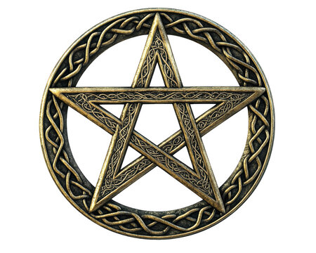 pentacle symbol with intricate knotwork design, representing mystical and sacred meanings. This emblem is often associated with spirituality and protection