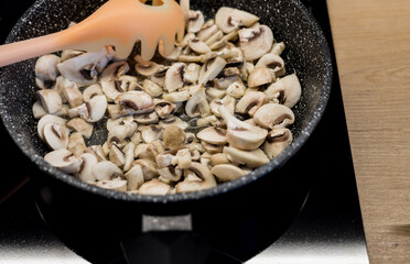 mushrooms in a frying pan