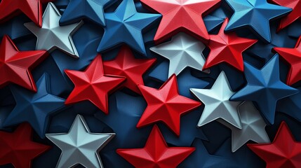 Vibrant celebration of usa flag inspired stars artistic design colorful environment close-up view symbolism of freedom
