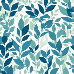Fototapeta premium Seamless pattern of foliage in vibrant green and turquoise tones