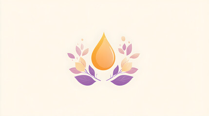 A clean and elegant logo featuring a drop of essential oil surrounded by delicate petals