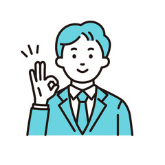 OKサインを出す若い会社員