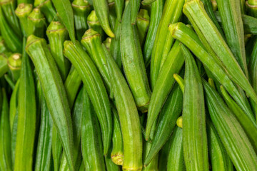 A bunch of green okra