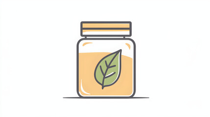 A leaf icon inside a simple outline of a jar, representing organic skincare products
