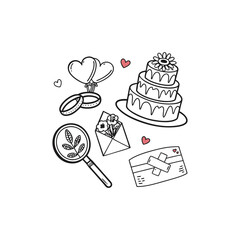 Hearts. Hand-drawn design elements