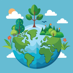 Naklejka premium Ecosystem Restoration: Before & After Earth Day green nature planet ecology 