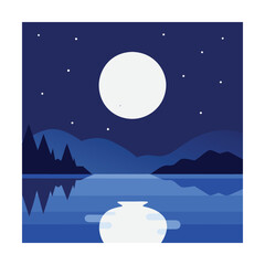 Naklejka premium moon over the sea