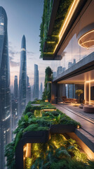 Balcony view of a modern skyscraper 