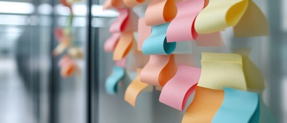 colorful paper chain on glass wall