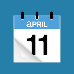 11th April daily calendar icon template. April 11 day calendar design. Single day calendar in vector illustration flat style.