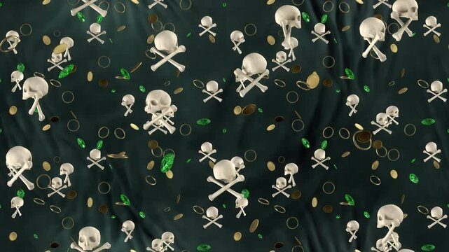 Pirate Skull Crossbones Background loop tile Falling . This is a loopable and tileable wallpaper