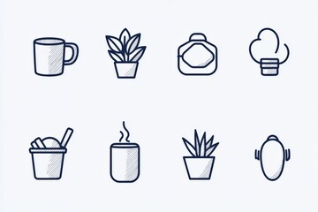 collection of line art illustrations