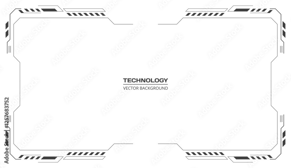 Poster Black HUD frames user interface vector elements design on white background. Modern futuristic control panel. Technology digital screen window. Tech vector illustration