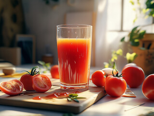 healthy breakfast with juice and fruits
