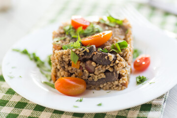 cooked dinner with bulgur and vegetables