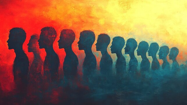 Artistic depiction of silhouettes symbolizing equality and following others