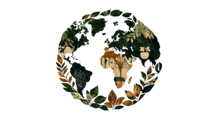 Eco-friendly earth illustration with transparent background global awareness nature art creative design digital artwork