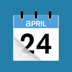 24th April daily calendar icon template. April 24 day calendar design. Single day calendar in vector illustration flat style.