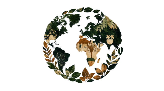 Eco-friendly earth illustration with transparent background global awareness nature art creative design digital artwork