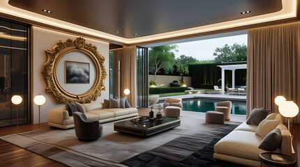 Modern Living Room Interior with ISO A Paper Size Poster Mockup – Elegant 3D Render Design