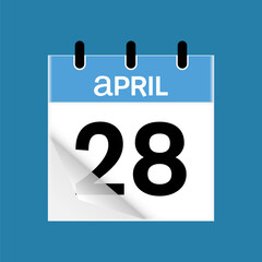 28th April daily calendar icon template. April 28 day calendar design. Single day calendar in vector illustration flat style.