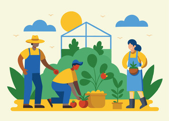 Sustainable Greenhouse Farming: Earth Day Celebration eco food life happy people